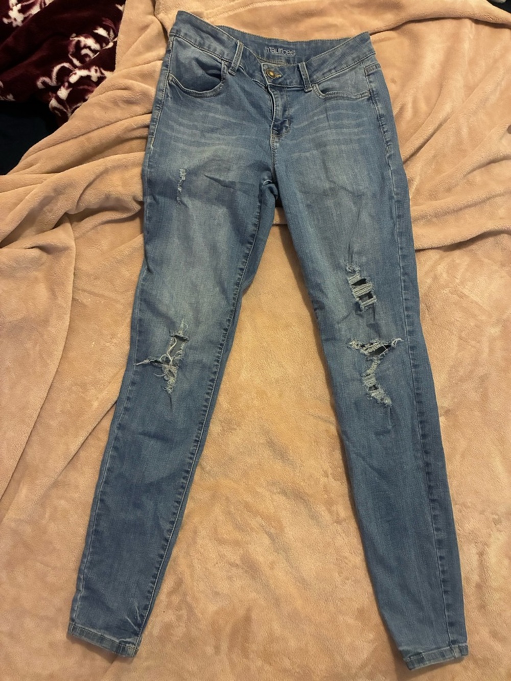 Light Blue Distressed Skinny Jeans - Women